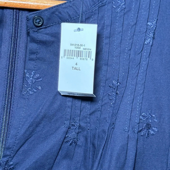 GAP Navy Maxi Dress Women’s size 4Tall Tiered Embroidered Flutter Sleeve - Picture 13 of 13